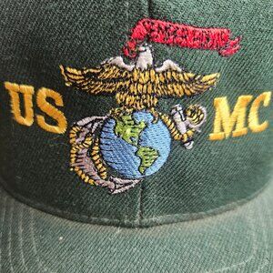 Vintage USMC Marine Corps Hat Cap Otto Snapback Green Semper Fidelis EGA OSFA